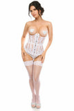 Daisy Corsets Lavish White Sheer Lace Underwire Open Cup Underbust Corset - Flyclothing LLC