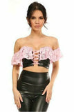 Daisy Corsets Lavish Lt Pink Lace & Faux Leather Bustier Top - Flyclothing LLC