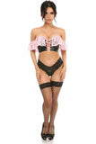 Lavish Lt Pink Lace & Faux Leather Bustier Top - Flyclothing LLC