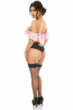 Daisy Corsets Lavish Lt Pink Lace & Faux Leather Bustier Top - Flyclothing LLC