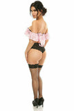 Daisy Corsets Lavish Lt Pink Lace & Faux Leather Bustier Top - Flyclothing LLC