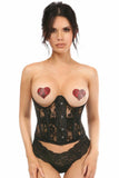 Lavish Sheer Black Lace Open Bust Underwire Short Underbust Corset - Flyclothing LLC