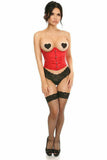 Daisy Corsets Lavish Red Satin Open Bust Underwire Short Underbust Corset - Flyclothing LLC