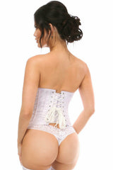 Daisy Corsets Lavish White Satin Open Bust Underwire Short Underbust Corset - Flyclothing LLC