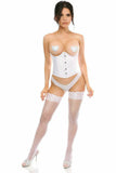 Daisy Corsets Lavish White Satin Open Bust Underwire Short Underbust Corset - Flyclothing LLC