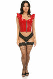 Daisy Corsets Lavish Red Patent Bustier Top w/Ruffle Sleeves - Flyclothing LLC