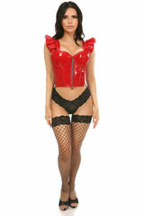 Daisy Corsets Lavish Red Patent Bustier Top w/Ruffle Sleeves - Flyclothing LLC