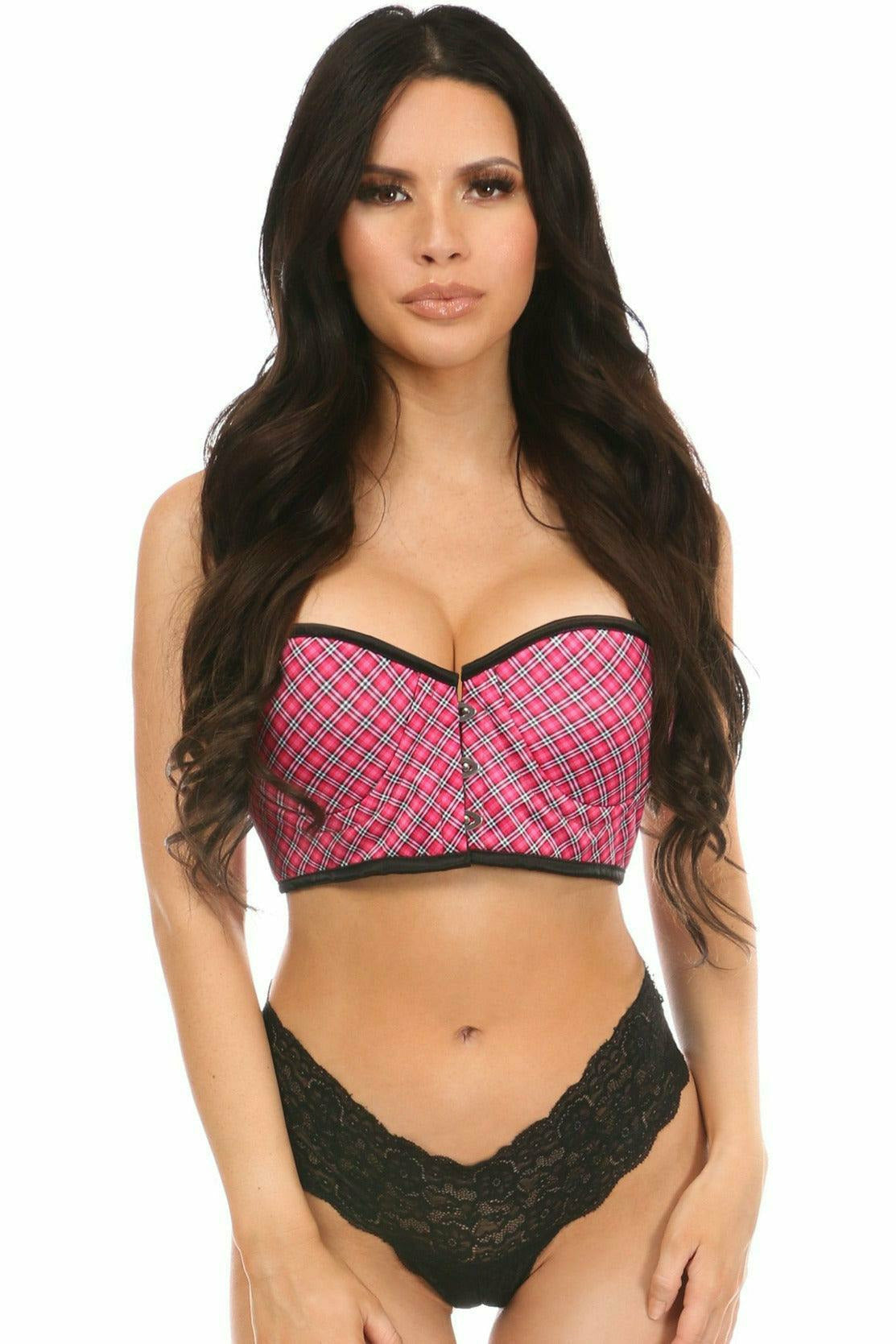 Daisy Corsets Lavish Pink Plaid Underwire Short Bustier