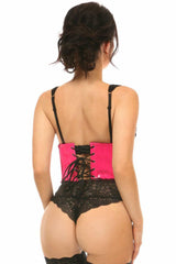 Lavish Neon Pink Patent Open Cup Underwire Waist Cincher - Flyclothing LLC