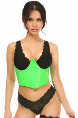 Lavish Neon Green Patent Open Cup Underwire Waist Cincher - Flyclothing LLC