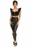 Daisy Corsets Lavish Black Patent Underwire Bustier Top w/Removable Ruffle Sleeves - Flyclothing LLC