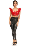 Daisy Corsets Lavish Red Patent Underwire Bustier Top w/Removable Ruffle Sleeves - Flyclothing LLC