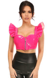 Daisy Corsets Lavish Hot Pink Patent Underwire Bustier Top w/Removable Ruffle Sleeves