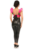 Daisy Corsets Lavish Hot Pink Patent Underwire Bustier Top w/Removable Ruffle Sleeves - Flyclothing LLC