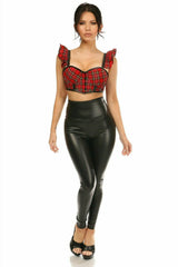 Daisy Corsets Lavish Red Plaid Underwire Bustier Top w/Removable Ruffle Sleeves - Flyclothing LLC