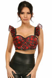 Daisy Corsets Lavish Red Plaid Underwire Bustier Top w/Removable Ruffle Sleeves