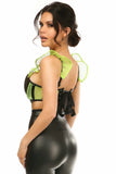 Daisy Corsets Lavish Neon Green Fishnet & Faux Leather Underwire Bustier Top w/Removable Ruffle Sleeves - Flyclothing LLC