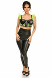 Daisy Corsets Lavish Neon Green Fishnet & Faux Leather Underwire Bustier Top w/Removable Ruffle Sleeves - Flyclothing LLC