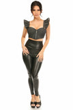 Daisy Corsets Lavish Black Denim Underwire Bustier Top w/Removable Ruffle Sleeves - Flyclothing LLC