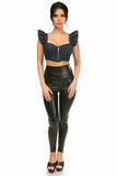 Daisy Corsets Lavish Blue Denim Underwire Bustier Top w/Removable Ruffle Sleeves - Flyclothing LLC