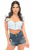 Daisy Corsets Lavish Lt Blue Eyelet Underwire Bustier Top w/Removable Ruffle Sleeves