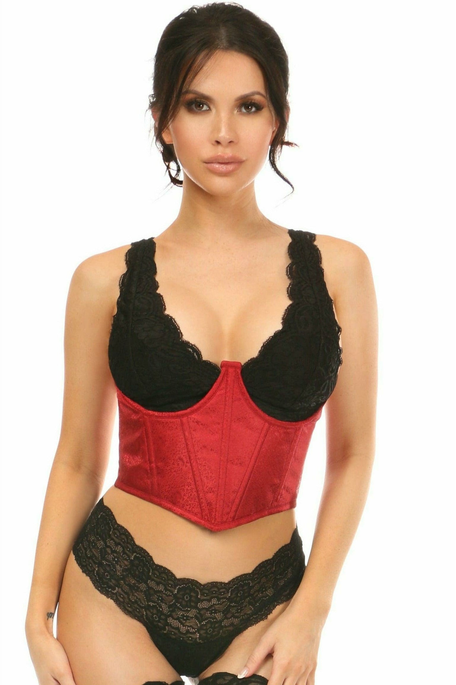 Daisy Corsets Lavish Wine Brocade Open Cup Waist Cincher