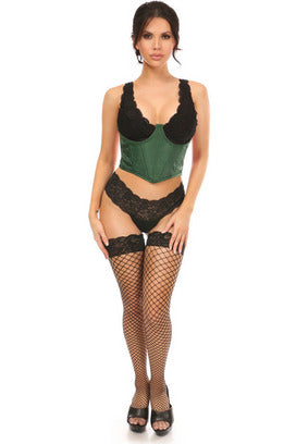 Daisy Corsets Lavish Dark Green Brocade Open Cup Waist Cincher - Flyclothing LLC