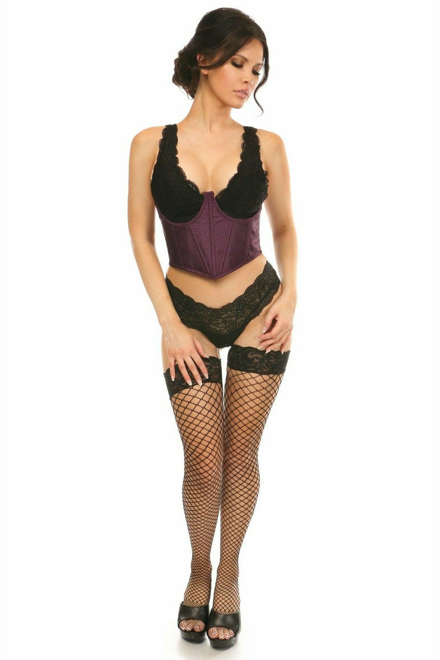 Daisy Corsets Lavish Plum Brocade Open Cup Waist Cincher