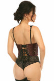 Daisy Corsets Lavish Dark Brown Brocade Open Cup Waist Cincher - Flyclothing LLC