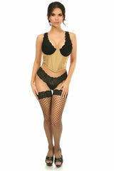 Lavish Gold Brocade Open Cup Waist Cincher - Flyclothing LLC