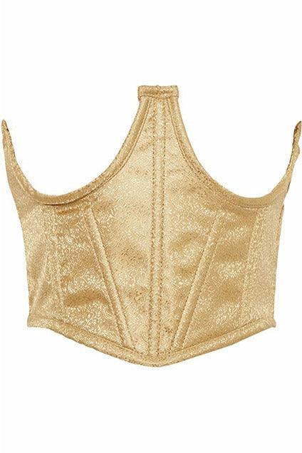 Lavish Gold Brocade Open Cup Waist Cincher - Flyclothing LLC