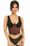 Daisy Corsets Lavish Red Plaid Satin Open Cup Waist Cincher