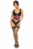 Daisy Corsets Lavish Pink Plaid Satin Open Cup Waist Cincher - Flyclothing LLC