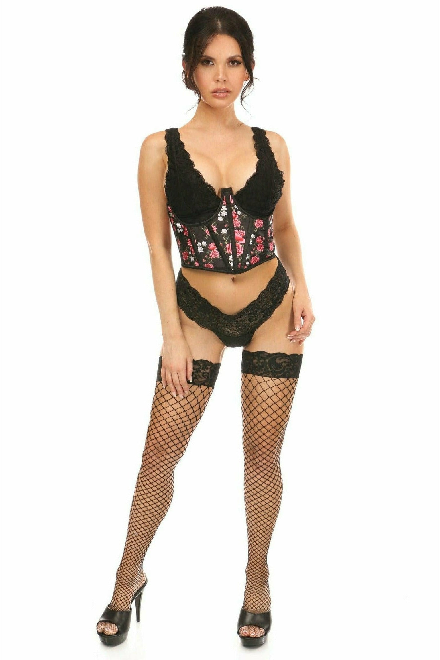 Daisy Corsets Lavish Floral Satin Open Cup Waist Cincher