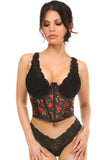 Daisy Corsets Lavish Red Roses Satin Open Cup Waist Cincher