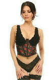 Daisy Corsets Lavish Red Roses Satin Open Cup Waist Cincher - Flyclothing LLC