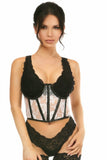 Daisy Corsets Lavish Sheer White Lace & Faux Leather Open Cup Waist Cincher