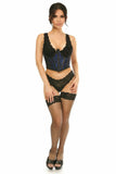 Daisy Corsets Lavish Blue w/Black Lace Overlay Open Cup Waist Cincher - Flyclothing LLC