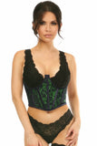 Daisy Corsets Lavish Green w/Black Lace Overlay Open Cup Waist Cincher - Flyclothing LLC