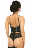 Daisy Corsets Lavish Green w/Black Lace Overlay Open Cup Waist Cincher - Flyclothing LLC