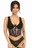 Daisy Corsets Lavish Pink w/Black Lace Overlay Open Cup Waist Cincher - Flyclothing LLC