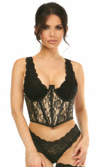 Daisy Corsets Lavish Tan w/Black Lace Overlay Open Cup Waist Cincher