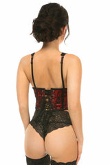 Lavish Red w/Black Lace Overlay Open Cup Waist Cincher - Flyclothing LLC