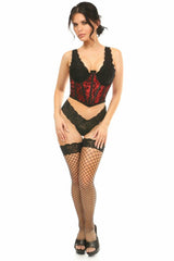 Lavish Red w/Black Lace Overlay Open Cup Waist Cincher - Flyclothing LLC