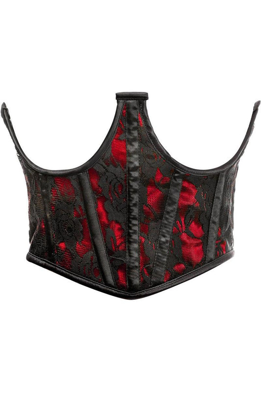 Lavish Red w/Black Lace Overlay Open Cup Waist Cincher - Flyclothing LLC