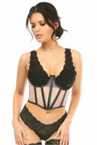 Daisy Corsets Lavish Lt Pink Fishnet Underwire Open Cup Waist Cincher