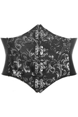 Daisy Corsets Lavish Black/Silver Swirl Brocade Corset Belt Cincher w/Clasps