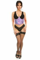 Lavish Lavender Holo Open Cup Underwire Waist Cincher - Flyclothing LLC