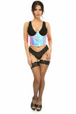 Daisy Corsets Lavish Blue/Purple Holo Open Cup Underwire Waist Cincher - Flyclothing LLC