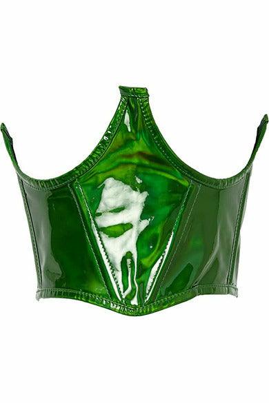 Lavish Green Holo Open Cup Underwire Waist Cincher - Flyclothing LLC